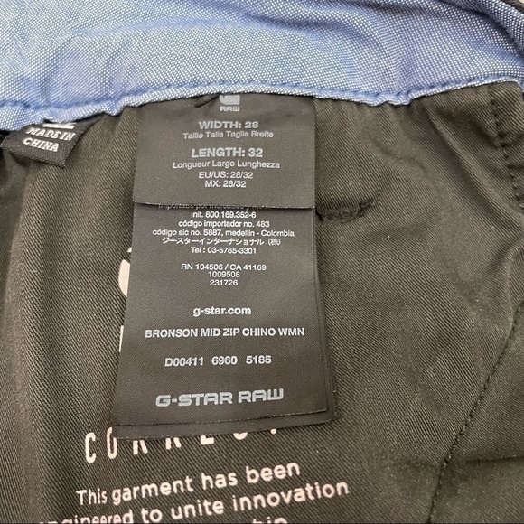 𝅺G-STAR Raw black Bronson mid zip chino pants size 28 - Picture 10 of 11